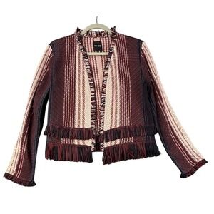 NIC ZOE Fringe Cardigan Womens Medium Open Front Textured Knit